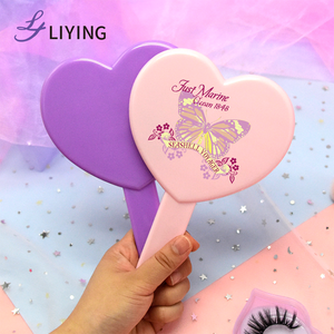 Lyder Mới Bán Buôn Cá Nhân Rhinestone Bling Biểu Tượng Tùy Chỉnh Trái Tim Màu Hồng Cầm Tay Mỹ Phẩm Pocket Trang Điểm Tay Gương Với Xử Lý - Product Image 5