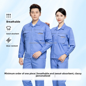 Tenue de travail d'été confortable et respirante, grande taille, manches longues, certifiée CE, en polyester et coton, avec bande réfléchissante, pour chantier - Product Image 1