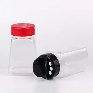 4 Oz Botol Kemasan Bumbu Plastik Bening Persegi, Toples Plastik Bening dengan Tutup Atas Flip