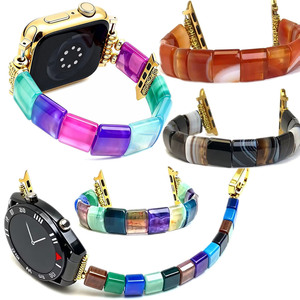 <span class=keywords><strong>Correa</strong></span> de Reloj de Ágata con Piedras Preciosas al por Mayor, 38mm 45mm 13x15MM, Pulsera Elástica con Cuentas para Reloj Inteligente <span class=keywords><strong>Apple</strong></span> Iwatch - Product Image 1