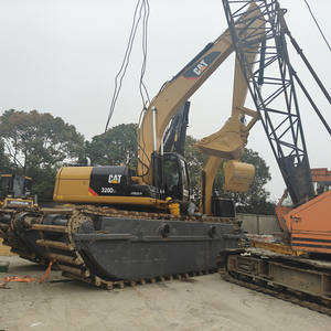 Excavatrice amphibie d'occasion, dragueuse CAT 320BL 320D2L, excavatrice, machine de dragage de sable de rivière, ponton, côtés du bateau - Product Image 5