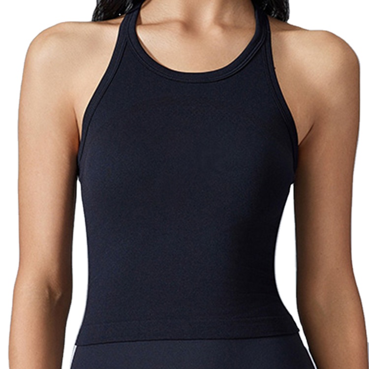 LANGHE Custom High Quality Quick Dry Round-Neck Sleeveless Yoga Vest Medium Support No Padding I-Back Running Gym