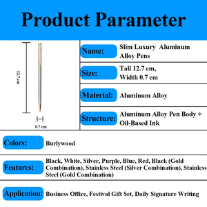 Bolígrafos de Aluminio de Lujo Delgados con Logotipo Personalizado, Punta de 1.0 mm, Bolígrafo de Metal <span class=keywords><strong>en</strong></span> Blanco para Sublimación, Publicidad de Oficina - Product Image 3