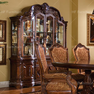 Armadietto da esposizione americano con intaglio a mano classico di lusso nuovo design in vetro vetrina con struttura in legno soilid mobili per la casa - Product Image 2