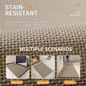 Tapis de sol de cuisine en fibre de polyester antidérapant, absorbant l'eau, résistant à l'huile, lavable, rectangulaire, couleur unie, résistant aux taches, paillasson - Product Image 4