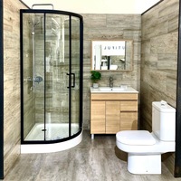 Cabines de douche coulissantes sur mesure en verre trempé CE rond de 6 mm, cadre en aluminium brossé, plateau en pierre artificielle pour usage hôtelier