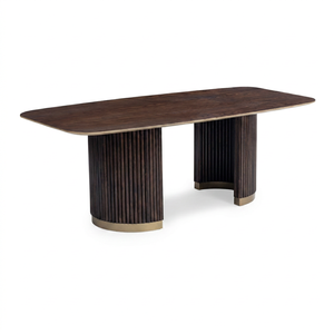 Mesa de Comedor Rectangular Moderna con Panel de MDF Enchapado en Roble Grueso y Patas de MDF para Sala de Estar/Hogar - Product Image 1