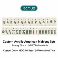 Lot de 50 jeux de Mahjong américain sur mesure en acrylique massif, 160 tuiles, pour la vente en gros aux détaillants et clubs