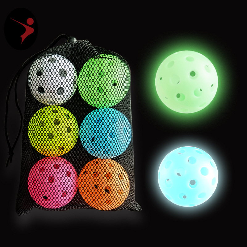 Factory Wholesale TPE Adult Pickleball with Luminous LED Light 40 Holes Mesh Carry Bag All Seasons Indoor/Outdoor Use Equipment