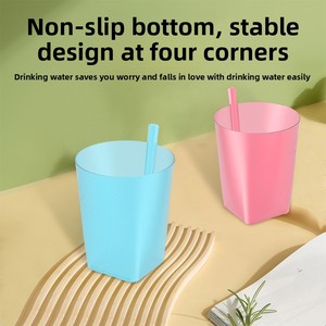 Vaso con pajita integrada para bebés y niños, taza de plástico de calidad alimentaria, botella de agua para niños - Product Image 5