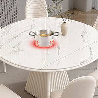 Table et chaises de salle à manger modernes rétractables, rondes et carrées, à double usage, en dalle de roche, avec pieds robustes, adaptées aux restaurants