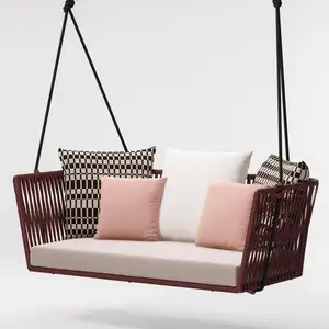 Canapé suspendu en rotin, mobilier de jardin en osier, loisirs, canapé suspendu, sièges d'amour, 2 places