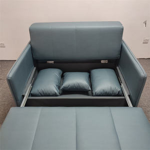 Canapé-lit minimaliste bleu à cadre en bois massif causeuse convertible canapé <span class=keywords><strong>futon</strong></span> - Product Image 4
