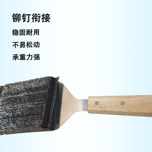 Wooden Handle Stainless Steel <b>BBQ</b> Cleaning Brush Copper Wire Bristles Multipurpose Grill Tool - Product Image 2