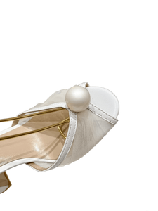 Jimmy Fashionable And Trendy Women'S <b>Shoes</b> With Sheer Fabric Smooth Leather Pearl Decoration Thick Heel Stable Chooing - Product Image 6