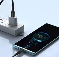 Kabel Pengisi Daya Cepat 5A 60W PD USB ke Type-C/Micro/IOS 1 Meter/3.3 Kaki Hitam/Perak/Biru/Merah, Terlaris