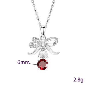 9 Colliers pendentifs délicats en argent sterling 925 avec grenat naturel de 6 mm taillé rond, motif fleur de cloche et nœud, bijoux pour femme, idéal pour un cadeau de fêtes - Product Image 6