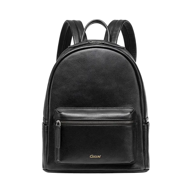 Custom Private Label Men Travel Laptop Backpack 15 Inch Classic Black Genuine Leather Backpacks