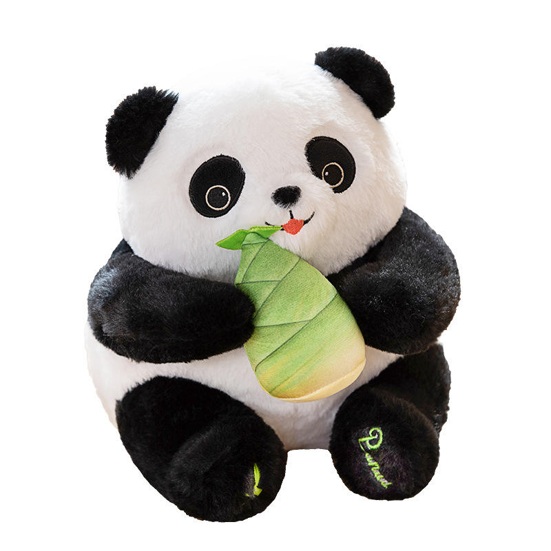 Panda Doll Holding Bamboo Shoot Creative Panda Holding Bamboo Shoot Doll Cute Doll Red Panda Plush Toy