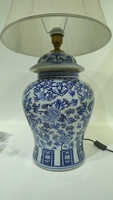 Lampe de table de bureau d'étude de café bleu et blanc français lampe de bureau de chambre en céramique sans base lampe extérieure de 75cm de haut