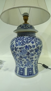 Pháp màu xanh và trắng cà phê Nghiên Cứu Văn phòng đèn bàn gốm phòng ngủ Đèn bàn không có cơ sở ngoài trời cao 75cm đèn - Product Image 4