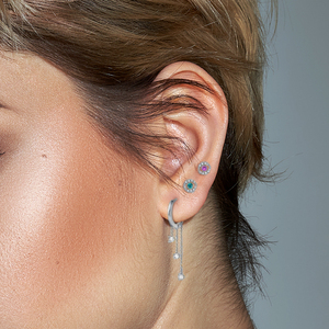 Boucles d'oreilles pendantes ROXI Fashion en argent S925 plaqué or 18 carats avec chaîne longue et pampilles en diamants pour femmes - Product Image 4