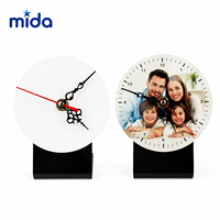 Reloj con Imagen Personalizada de Forma Redonda, Marco de Fotos de Madera MDF Sublimable, Regalo para Decoración del Hogar