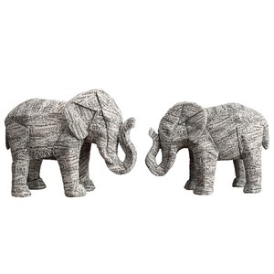 Figura de Elefante de Resina con Textura de Periódico, Decoración Feng Shui para Sala de Estar, Oficina y Hogar - Product Image 5