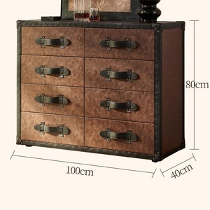Cassettiera <span class=keywords><strong>in</strong></span> Vera Pelle Cerata Stile Americano Retrò, Mobile Contenitore da Parete Vintage Francese per Camera da Letto e Soggiorno, per Villa - Product Image 6