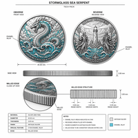 Pièce commémorative 3D personnalisée en relief, Serpent de mer Stormglass, Pièce de défi nautique, Cadeau souvenir, Vente en gros, Fabrication ODM