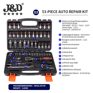 53 ensembles de réparation automobile et d'entretien automobile outils combinaison d'extension clé à cliquet kit de réparation - Product Image 3