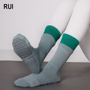RUIQUWIN Wholesale Women's Professional Non-slip Patchwork Yoga Crew <b>Socks</b> Breathable Knitted Cuff Spring Pilates Fitness - Product Image 1