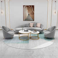 Elegante Juego de Muebles de Sala de Estar Estilo Japonés, Sofá Seccional de 3 Plazas en Cuero PU y Terciopelo