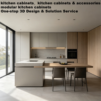 Armoires de cuisine en bois massif de luxe, en contreplaqué, à fermeture douce, modernes, imperméables, ignifuges, personnalisables, multifonctionnelles, avec rangement