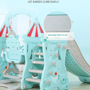 Nuevo tema de circo bebé encantador interior de plástico más largo tobogán y columpio combinación con plato de comida - Product Image 3