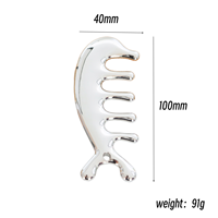 Outil de massage professionnel en métal pour le cuir chevelu, grattoir portable en alliage de zinc couleur argent, relaxation musculaire, stimulation de la croissance des cheveux, peigne Gua Sha