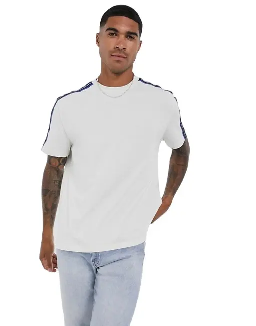 KY Crew neck Short sleeves relaxed men tshirt fashion with shoulder taping piping sublimation blanks tshirts