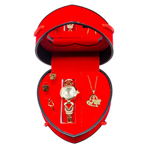 Heart-Shaped Gift Box Watch <b>Necklace</b> Earrings Ring Set Valentine'S Day <b>Couple</b> Gift Exquisite Jewelry Set - Product Image 1
