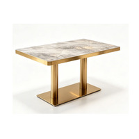 Table à manger moderne et minimaliste en quartzite revêtue d'acier inoxydable, tables de réception pour bureaux de vente, chaises, ensemble de petit-déjeuner pour hôtel
