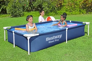 Vente chaude usine en gros expédition en vrac Bestway 56401 2.21m * 1.50m * 43cm piscine familiale rectangulaire à cadre en acier pour enfants
