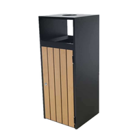 Poubelle rectangulaire extérieure en métal et bois pour usage commercial, parc municipal, collecte des déchets publics, bac de recyclage de rue