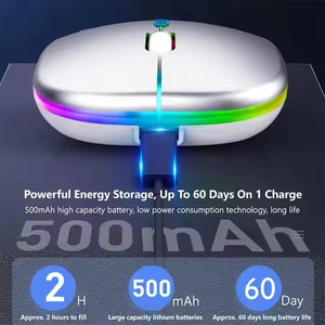 Souris sans fil optique ergonomique silencieuse ultra-mince à double mode 2,4G BT avec LED RGB, prix d'usine, pour <span class=keywords><strong>PC</strong></span>, jeux, ordinateur <span class=keywords><strong>portable</strong></span>, bureau - Product Image 4