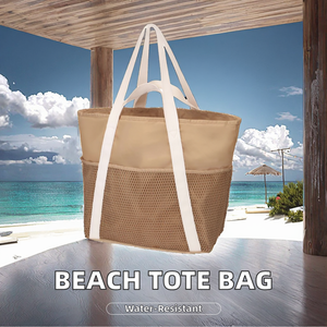 Bolsa de Playa de Malla Plegable, Ligera, Portátil, Duradera, con Diseño Sólido, para Viaje, con Cierre de Cremallera - Product Image 3