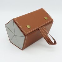 Xiongda S026 Étui pliable en cuir PU à 5 compartiments triangulaires pour lunettes, grand organisateur, boîte de rangement et de présentation pour lunettes de soleil