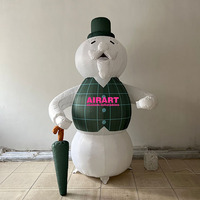Bonhomme de neige victorien gonflable avec parapluie, taille personnalisée, personnage de dessin animé de Noël gonflable, bonhommes de neige gonflables