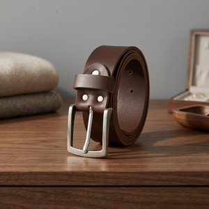 Genuine Leather <b>Belt</b> Cow Hide Solid Brown Pin <b>Buckle</b> Rectangular <b>Silver</b> Casual Durable Men's <b>Belt</b> - Product Image 5