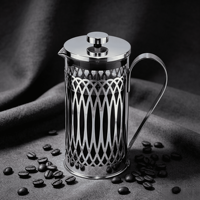 Cafetière à piston en verre écologique 350 ml, portable, pour les voyages, avec filtre en acier inoxydable et couvercle