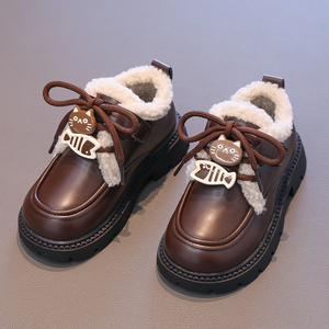 Scarpe per bambini da <span class=keywords><strong>bambina</strong></span> in cotone scarpe Casual in pelle invernale principessa foderate in pile in stile Lefu britannico scarpe calde per bambine - Product Image 5