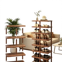 Meuble à chaussures moderne et minimaliste avec pieds en bois massif, 10 étagères, design compact, nouveau modèle 2026, armoire de rangement multi-niveaux pour la maison
