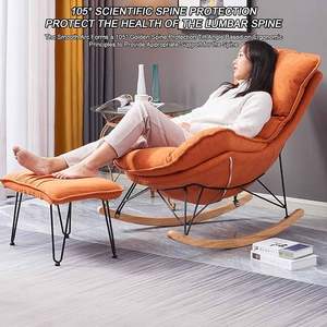 Ainopm Technology Modern Fabric Rocking Chair Matching <strong>Footstool</strong> <strong>Mid</strong> <strong>Century</strong> Art Deco Design Home Furniture Indoor Recliner - Product Image 2